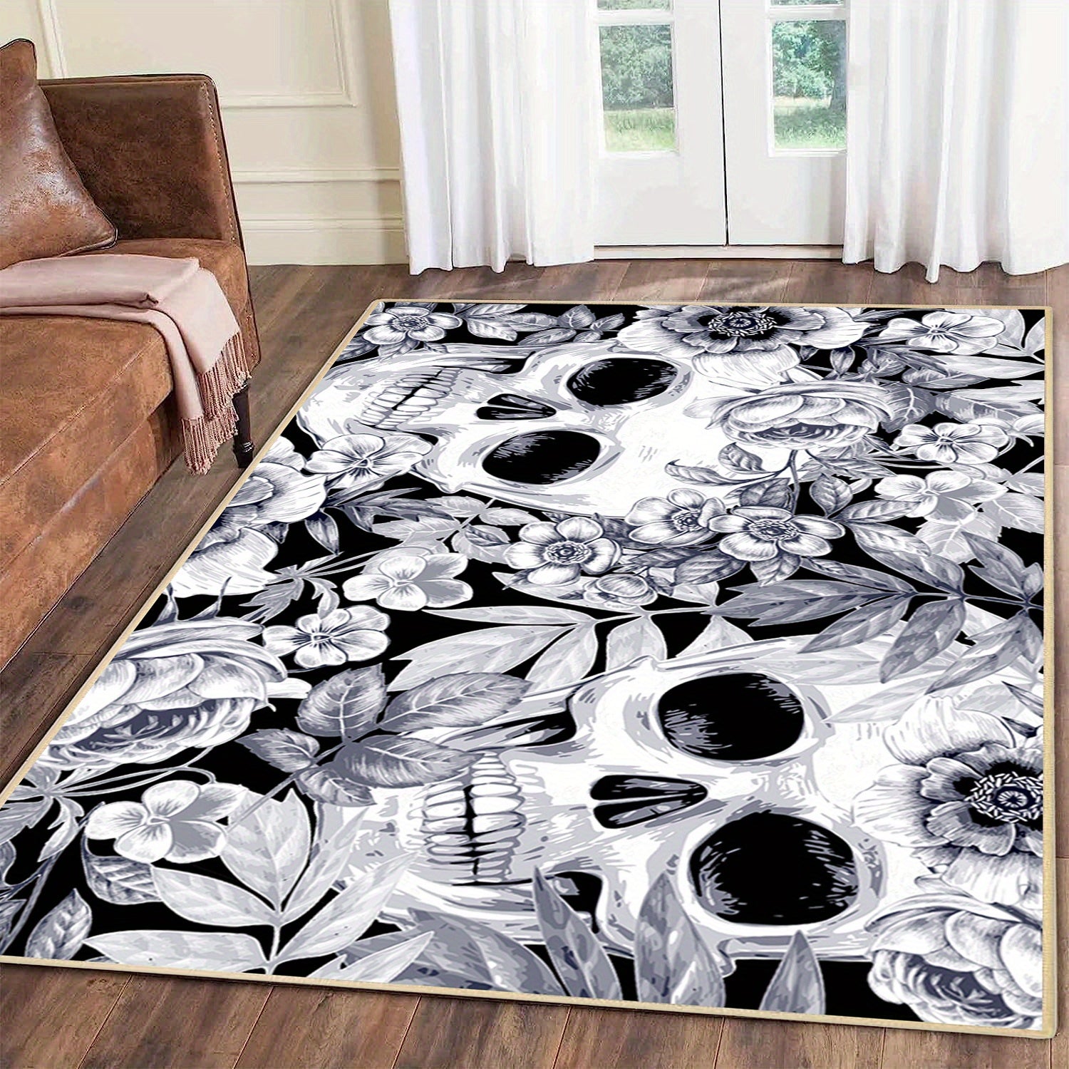 Skull Bath Mat And Skulls Rug Floral Door Mats Entryway Rugs