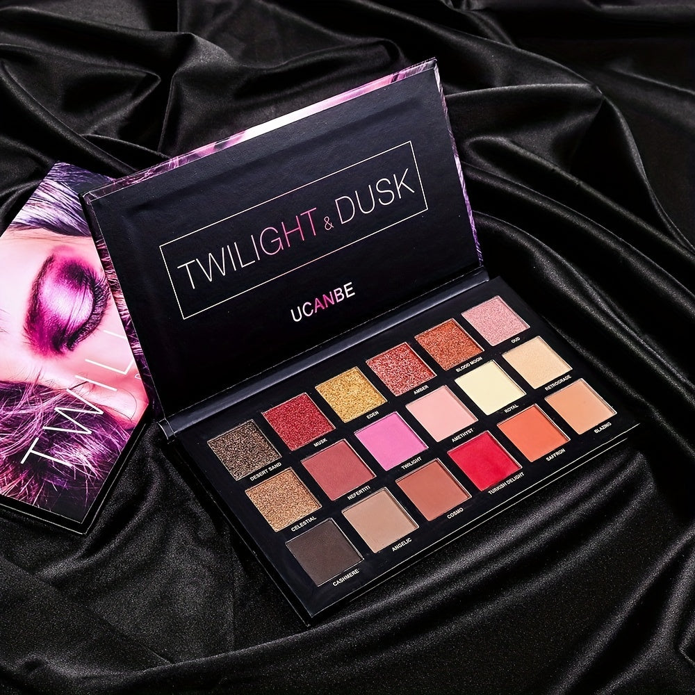 18-Color Eyeshadow Palette Matte Shimmer Metallic Glitter Blendable Long Lasting