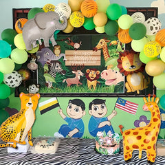 4pcs Jungle Safari Animals Balloons Giant Lion Leopard Elephant Giraffe Foil Hel