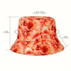 Boho Tie Dye Print Reversible Bucket Hat for Sun Protection