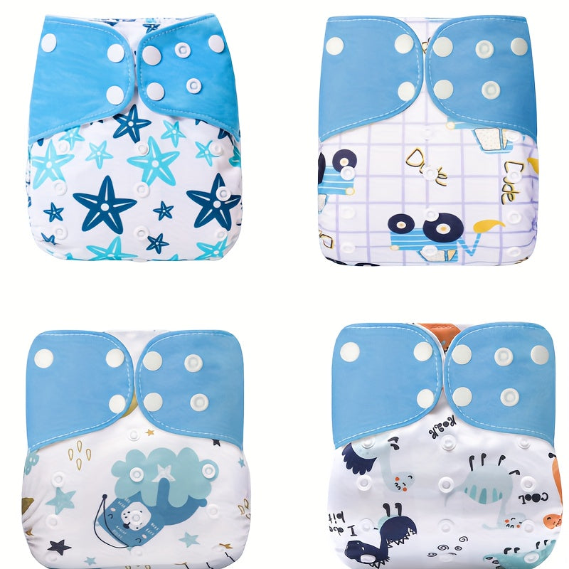 4 Pcs Reusable Cloth Diapers For Girls Boys Adjustable Washable Nappy