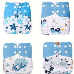 4 Pcs Reusable Cloth Diapers For Girls Boys Adjustable Washable Nappy