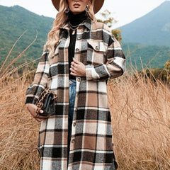 Long Sleeve Plaid Shirt Jacket for Women