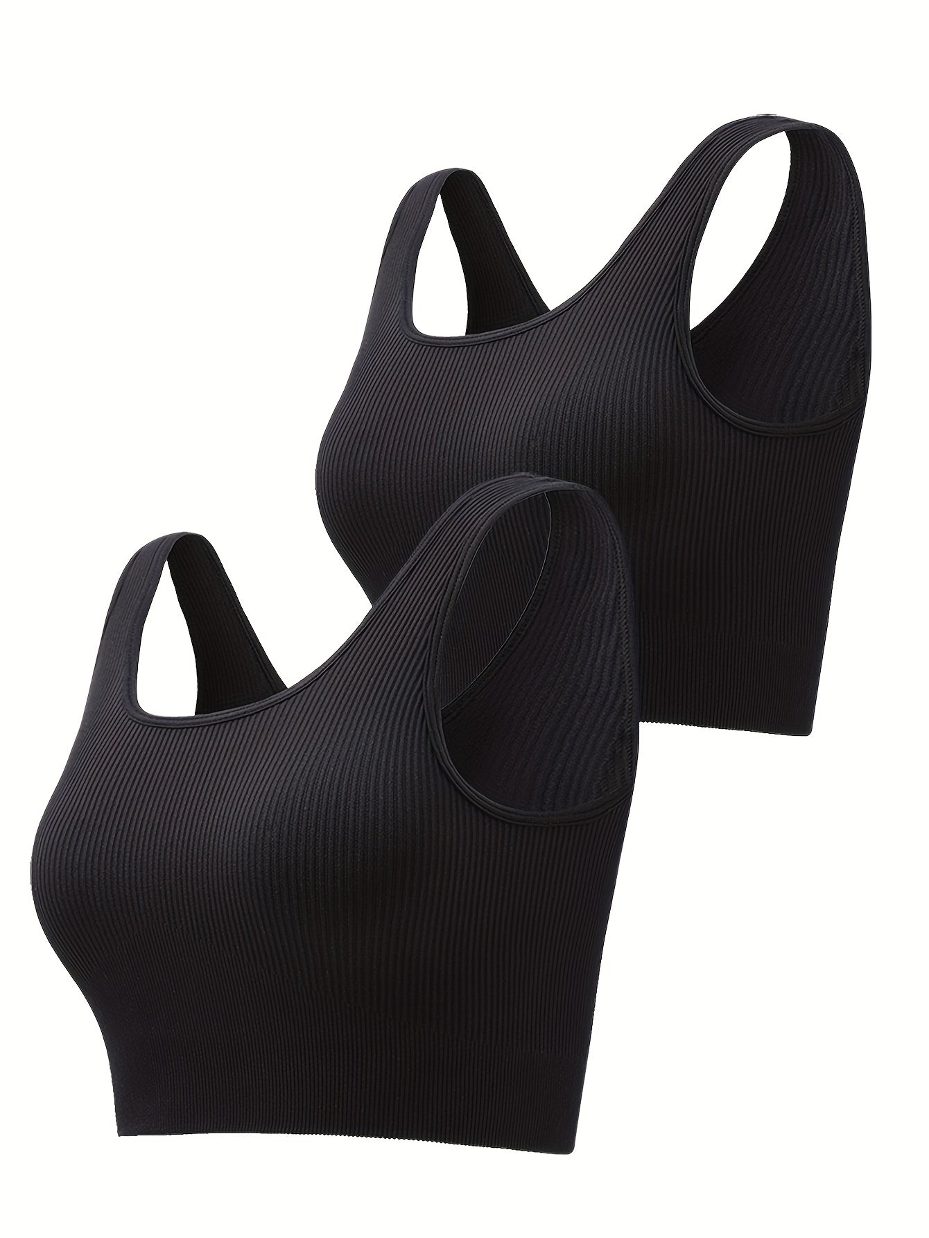 2 Pack Plus Size Sports Bra Set Seamless High Elastic Yoga Bra With Pads