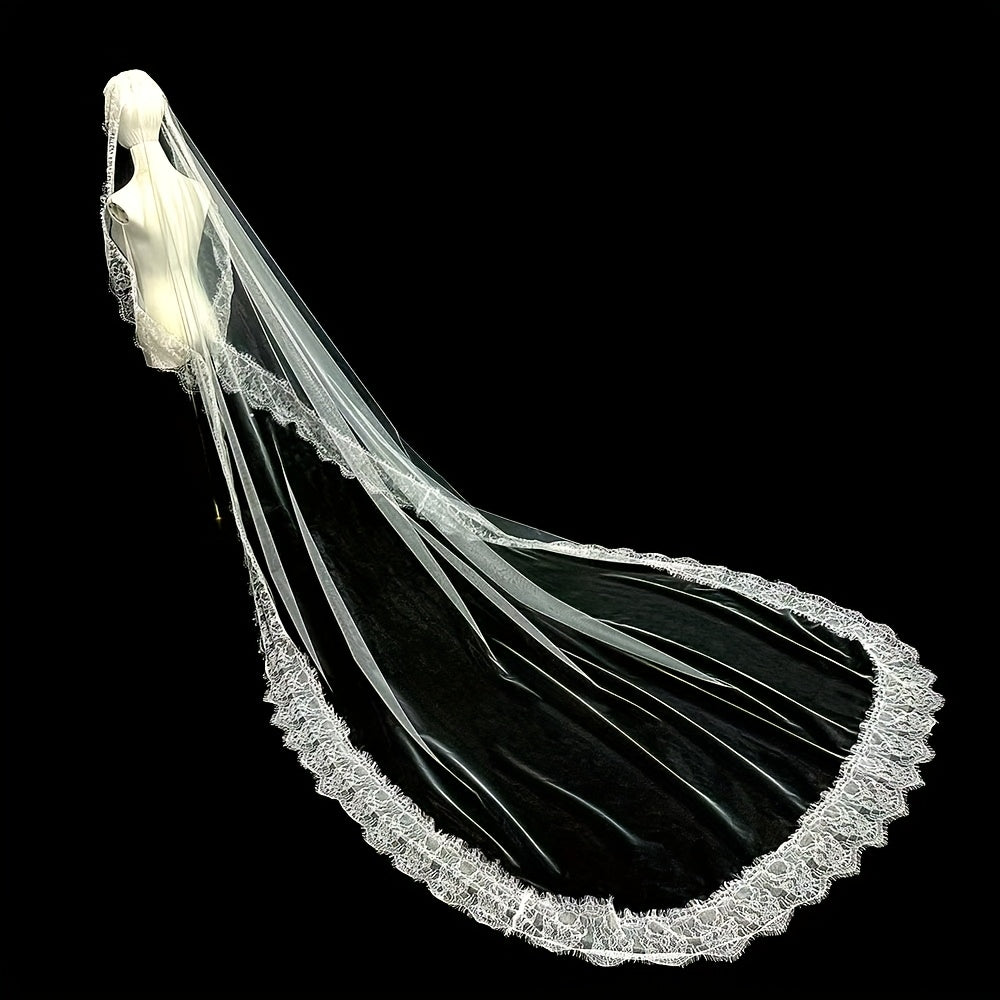 Floral Lace Wedding Veil Trail Bridal Accessory