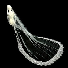 Floral Lace Wedding Veil Trail Bridal Accessory