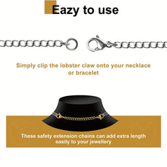 Stainless Steel Necklace Extender Chain Golden Silvery Lobster Clasp Closure