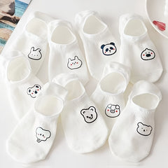 10 Pairs Cartoon Print Short Socks Low Cut Ankle Women's Stockings