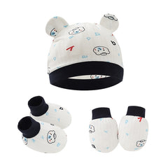 Baby Boy Outfit Set with Cartoon Cap, Mittens, Socks & Shoes