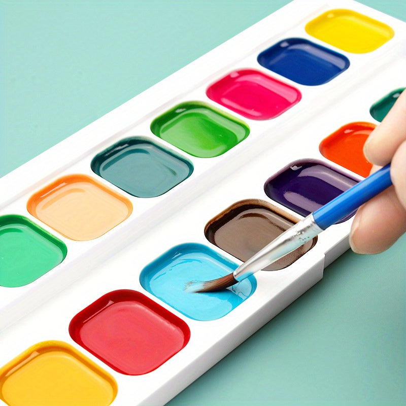 Watercolor Pigments Set in Plastic Box with Brush - Ideal for Watercolor A