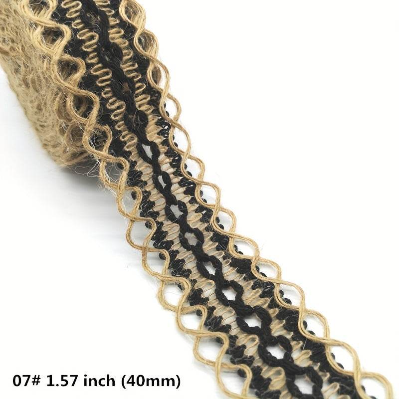 3 Yards Flower Pattern Jute Ribbon Wedding Party Decor DIY Crafts Wrapping