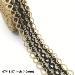 3 Yards Flower Pattern Jute Ribbon Wedding Party Decor DIY Crafts Wrapping