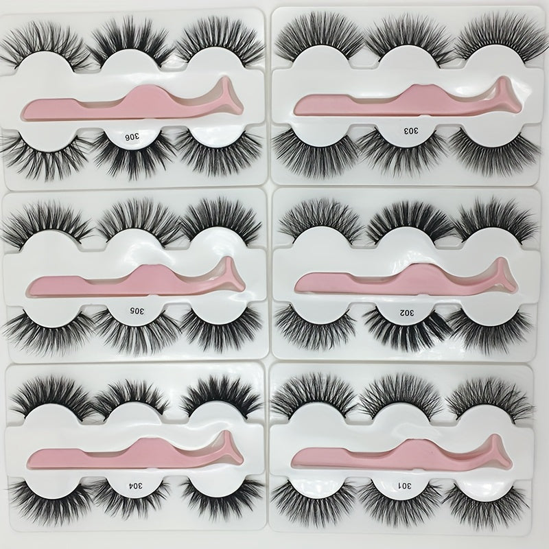 3 Pairs Natural 5D False Eyelashes for Charming Effect