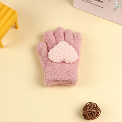 Kids Heart Decor Fuzzy Gloves Winter Warm Baby Coldproof Gloves