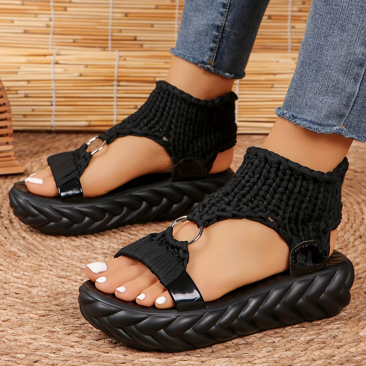 Braided Woven Platform Sandals Women's Sports Sandals