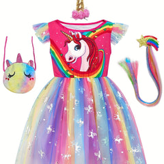 Unicorn Princess Dress Costume Set for Girls