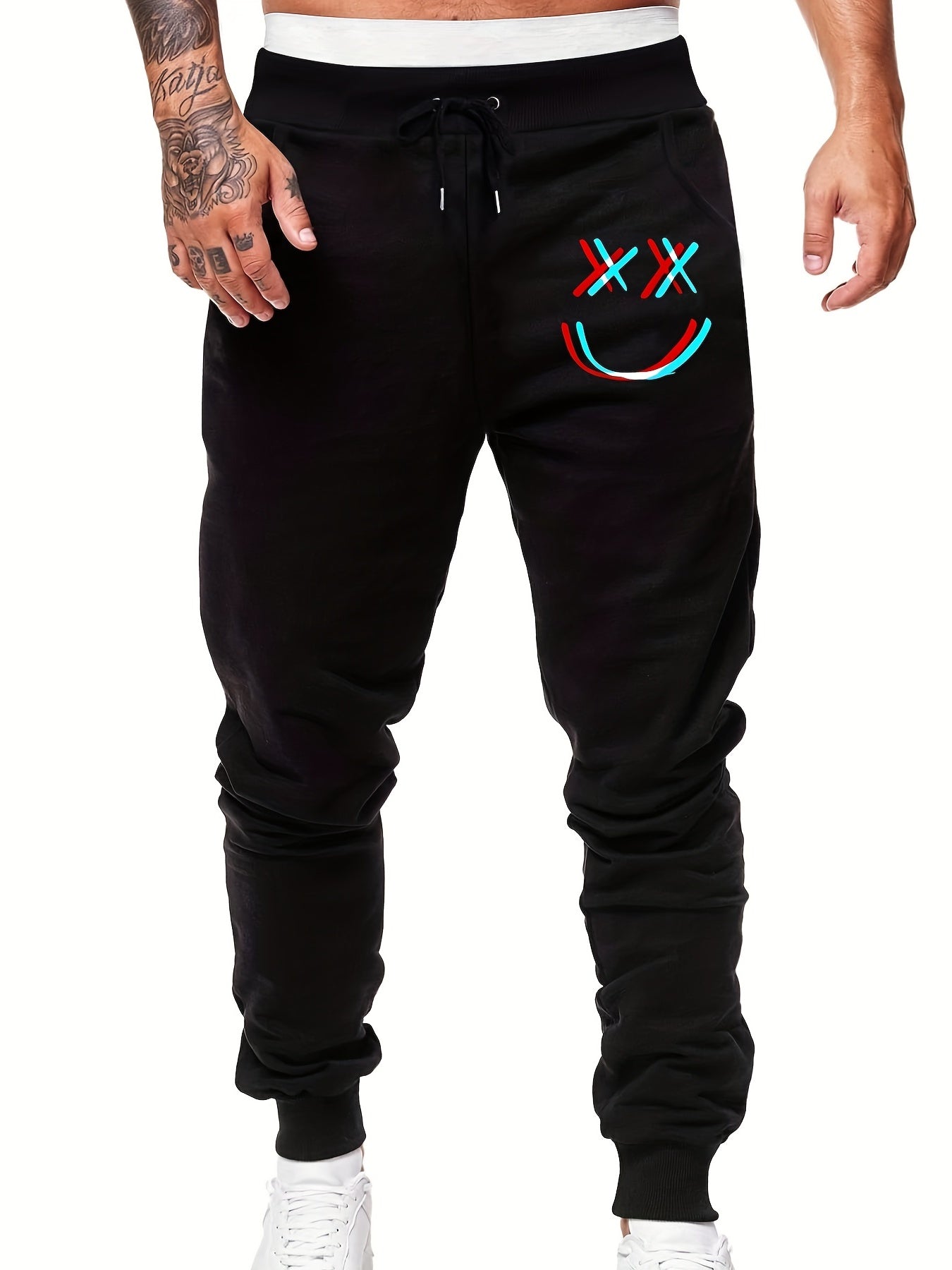 Smile Expression Men's Drawstring Sweatpants with Pockets