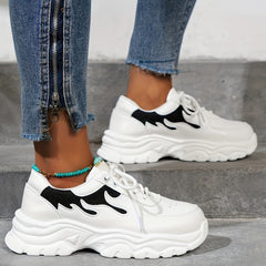 Women's Colorblock Platform Sneakers Lace Up Running Shoes