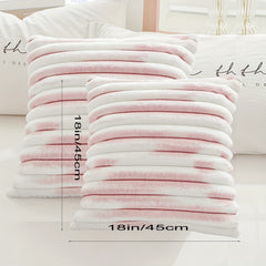 2pcs Gradient Striped Throw Pillow Covers Velvet Square Pillowcase