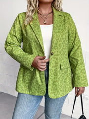 Leopard Print Long Sleeve Lapel Collar Blazer