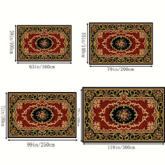 Red Vintage Flower Kitchen Rug Anti Fatigue Boho Absorbent Non Slip Soft