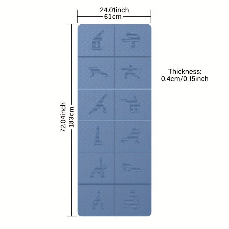 Foldable Non-slip Yoga Mat with Posture Pattern TPE Pilates Mat