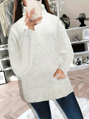 Casual Sweater Solid Long Sleeve High Stretch Jumper