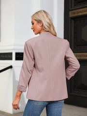 Open Front 3/4 Sleeve Blazer Solid V Neck Office Outerwear