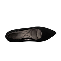 Point Toe Suedette Court Pumps Chunky Heeled Pumps