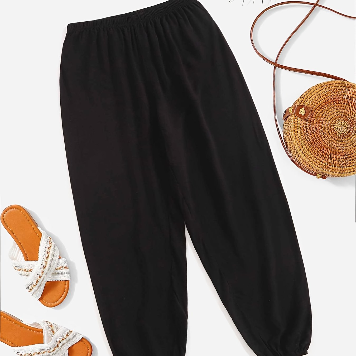 Solid High Waist Comfy Lantern Pants