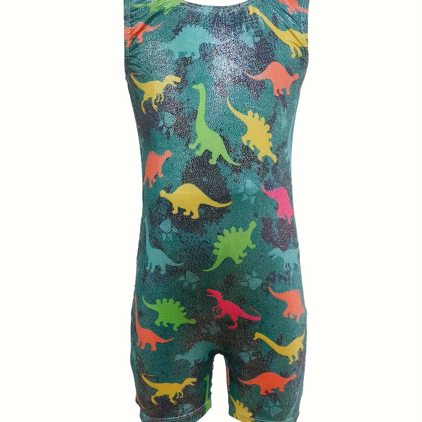 Girls Dino Camo Gymnastics Suit for Sports Dance