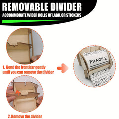 Sticker Roll Holder 2 Roll Label Organizer Dispenser Rack Adjustable Divider