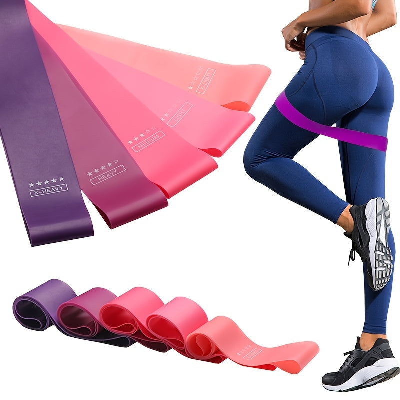 5pcs Gradient Pink TPE Resistance Band for Muscle Training