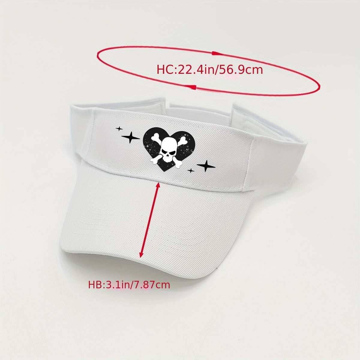 Skull Heart Print Visor Hat Cartoon Hip Hop Lightweight Sun Hat