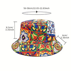 Retro Print Bucket Hat Male Spring Summer Casual Sunshade Hat
