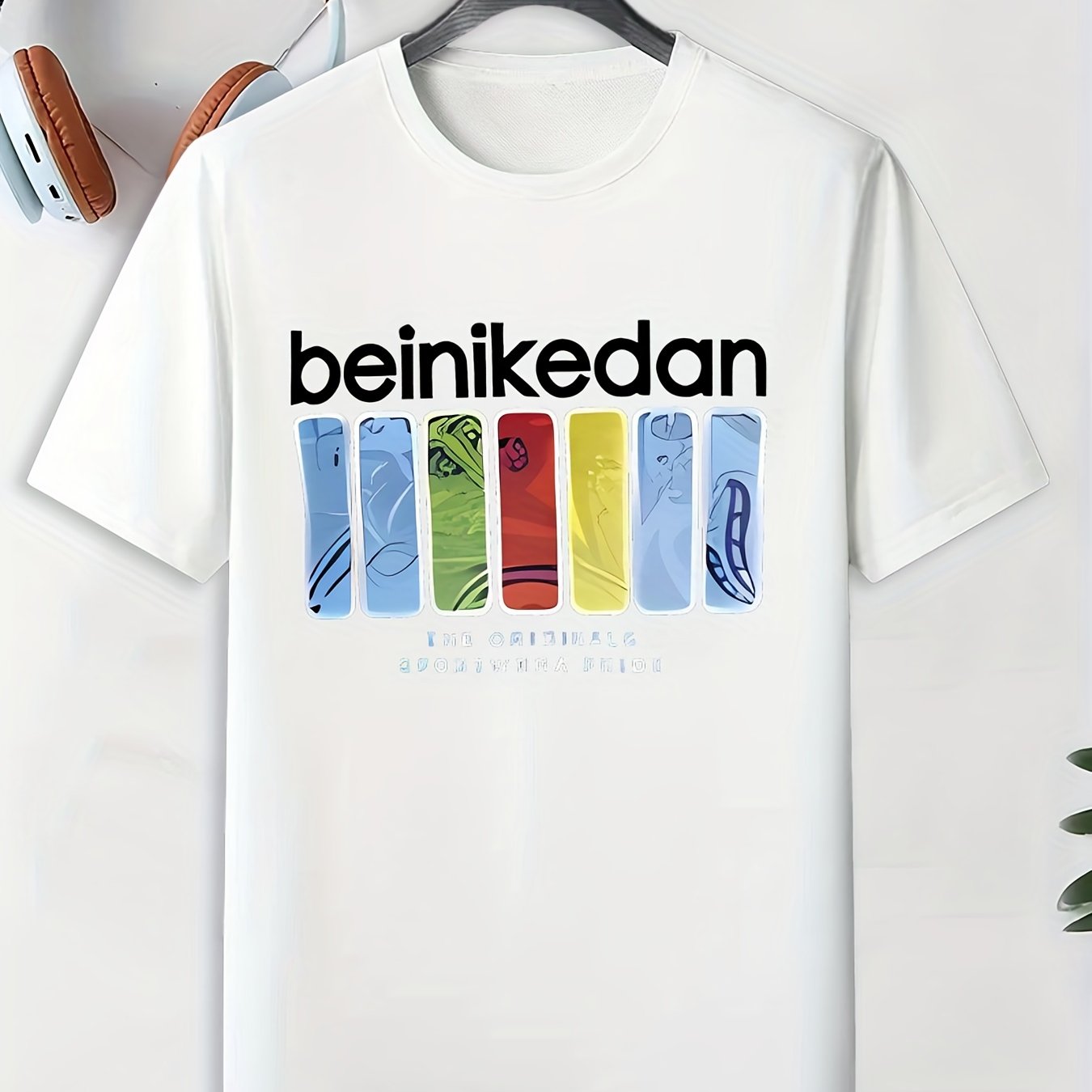 Men's Block Pattern T-shirt for Outdoor Activities