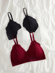 3pcs Contrast Lace Wireless Bras Women's Lingerie