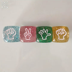 12 Transparent Glitter Dices Finger Puzzle Game 4 Colors 3 Pieces
