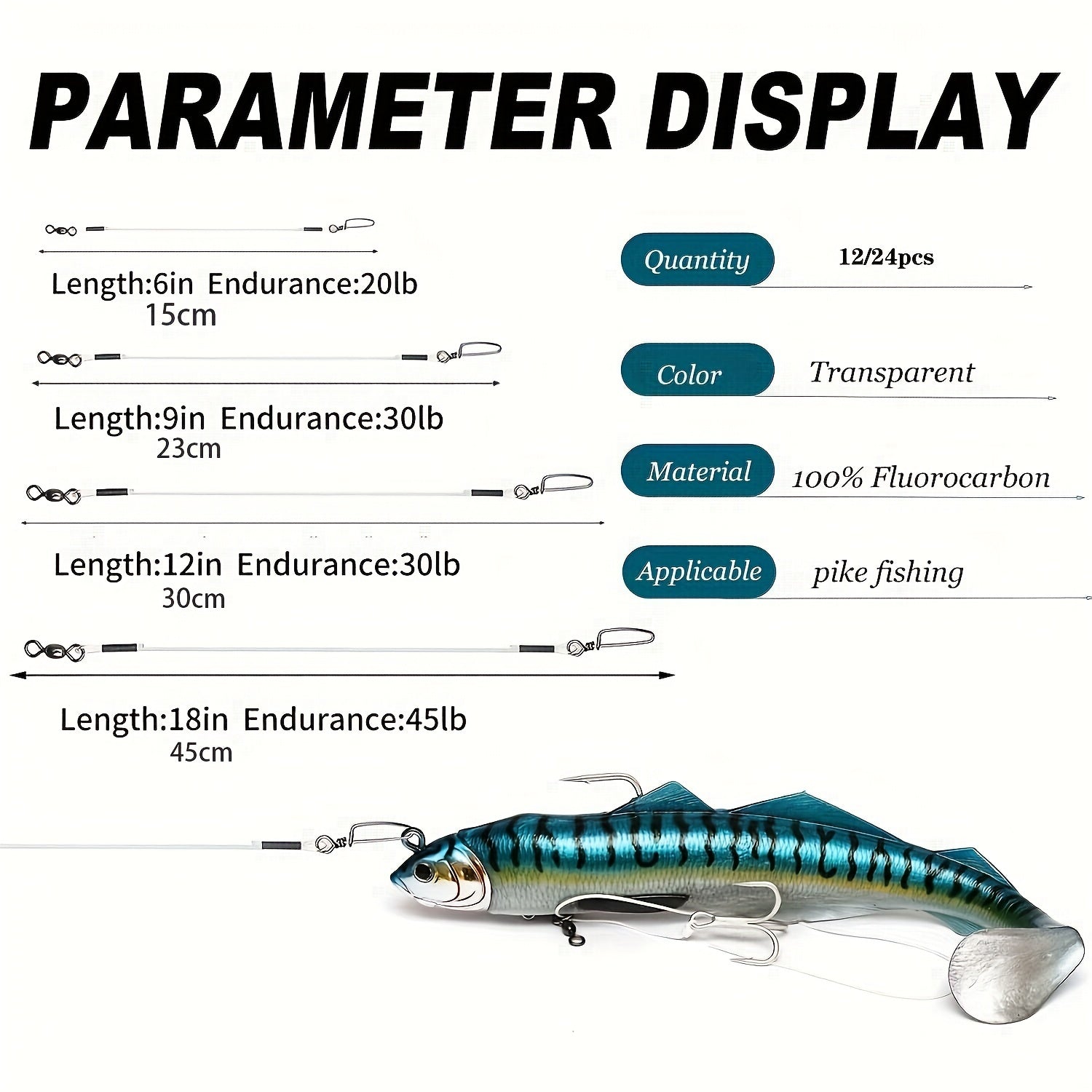 Fluorocarbon Fishing Leader 9 07KG 36 29KG Leaders Saltwater Freshwater 100%
