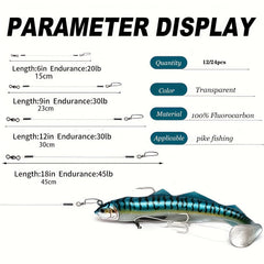 Fluorocarbon Fishing Leader 9 07KG 36 29KG Leaders Saltwater Freshwater 100%
