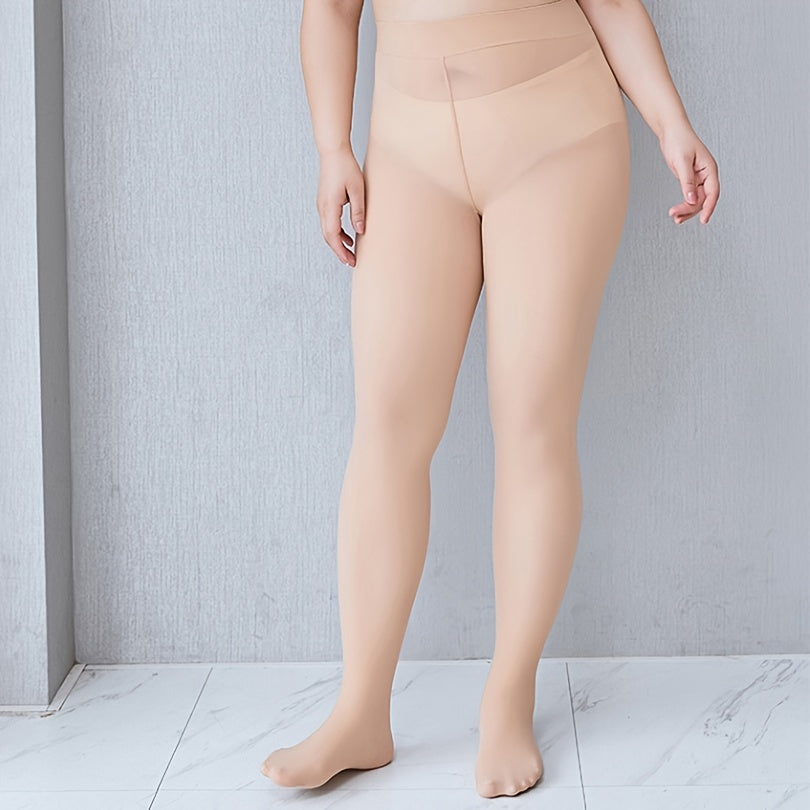 Solid High Rise Stockings For Plus Size Women