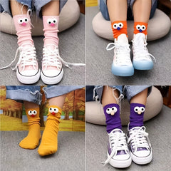 6pairs Girls Kids Cartoon 3D Eye Doll Novelty Funny Socks