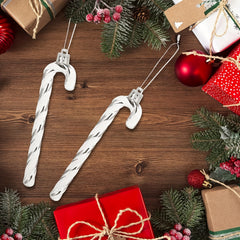6pcs Glitter Twisted Candy Canes Christmas Ornaments