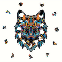 Colorful Wolf Wooden Jigsaw Puzzle - Christmas Gift