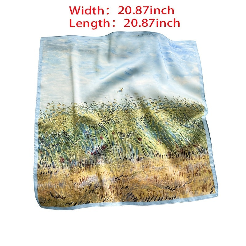 Classic Oil Painting Print Neckerchief Bandana Square Scarf