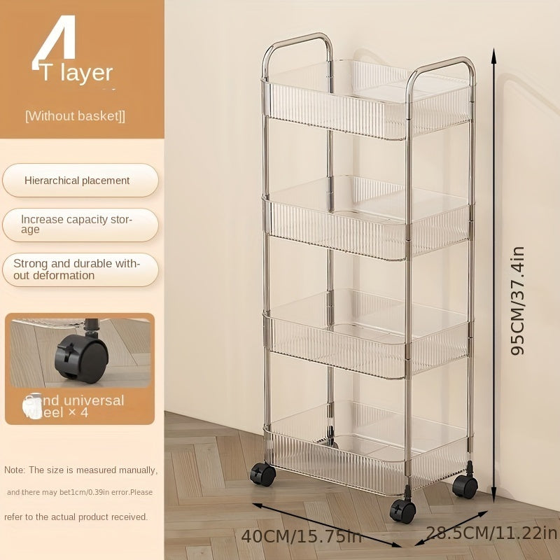 Acrylic Storage Rack Snack Trolley Floor Rack Mobile Bathroom Storage