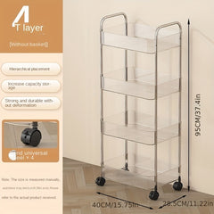 Acrylic Storage Rack Snack Trolley Floor Rack Mobile Bathroom Storage