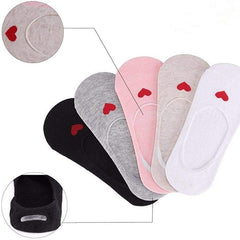 5 Pairs Women's No Show Low Socks Non Slip Flat Boat Line