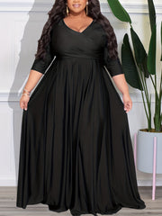 Long Sleeve Surplice Neck Maxi Wedding Dress