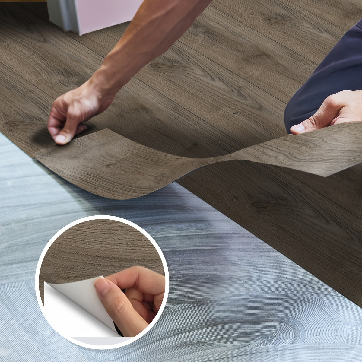 Wood Grain Waterproof Floor Stickers Self adhesive